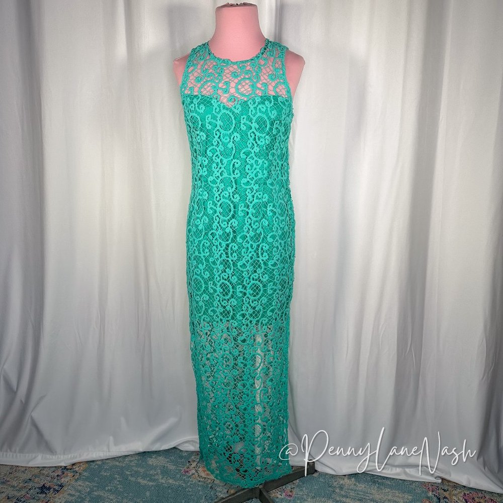 Daisy Sleeveless Crochet Lace Maxi Dress Green